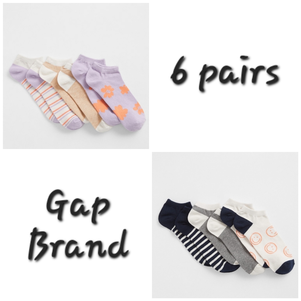 👀50% OFF👀🧦NWT‼️ GAP brand Coordinating Ankle Socks, 2 sets (6 pairs total)